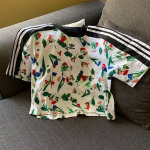 Adidas Floral 3-Stripes Crop Top